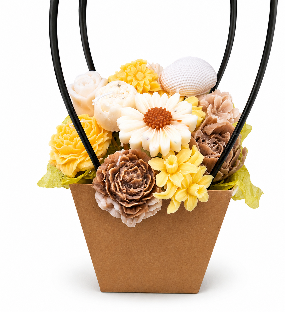 Handgefertigtes Blumenkerzen-Bouquet aus Rapswachs – Geschenk Dekoration