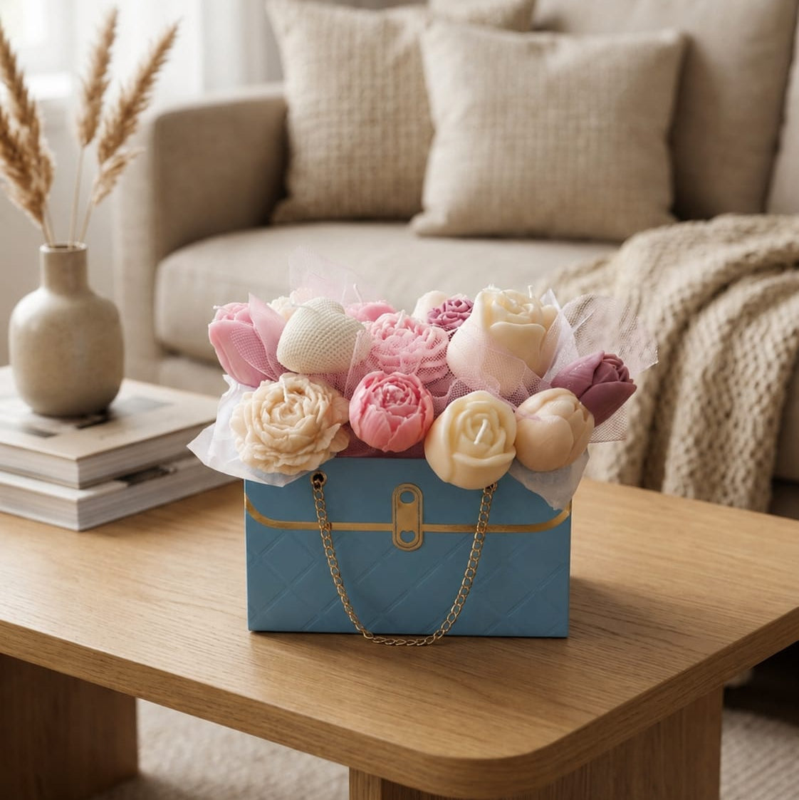 Flowerbag handgemacht – Kerzen Deko Blumentasche Geschenk viele Farben