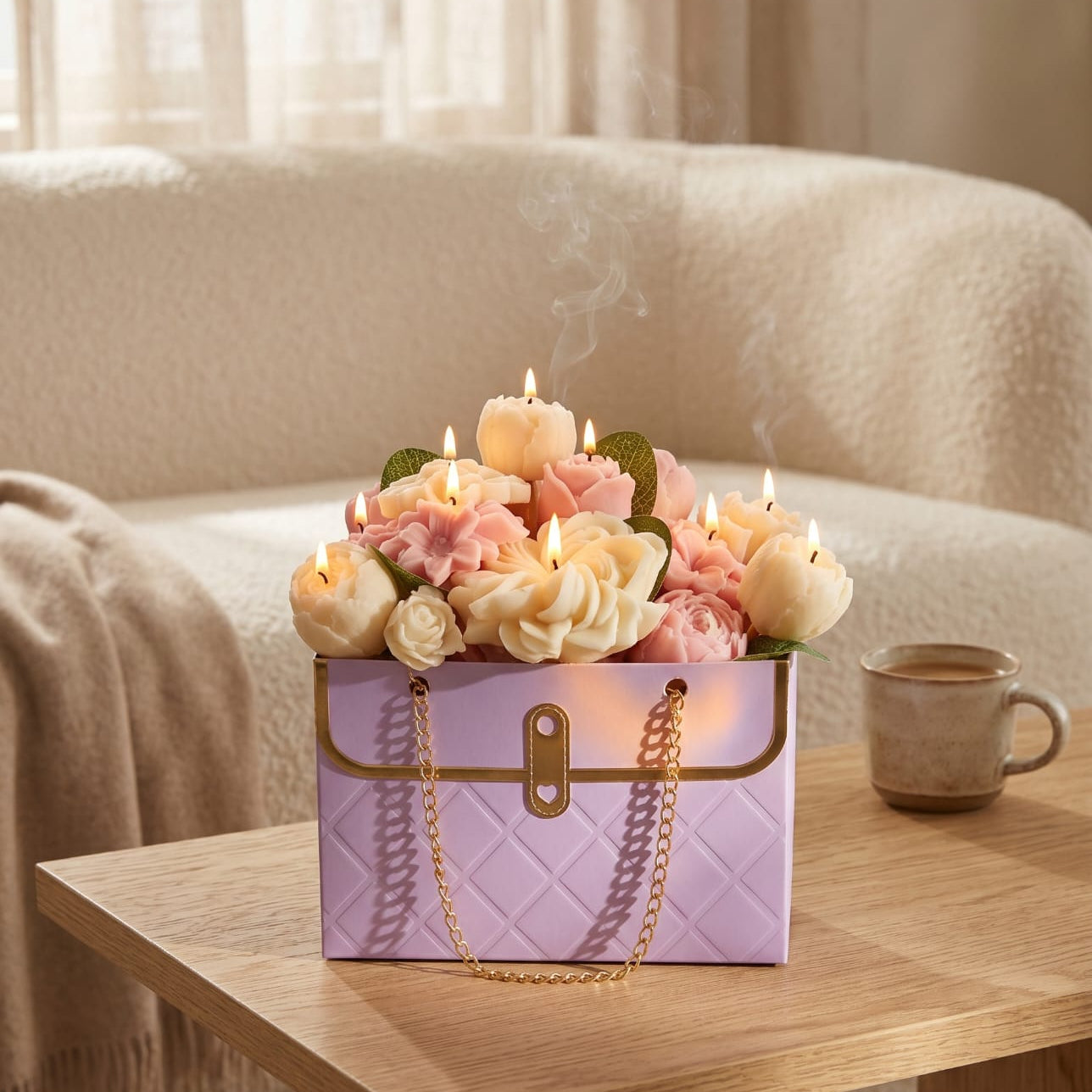 Flowerbag handgemacht – Kerzen Deko Blumentasche Geschenk viele Farben