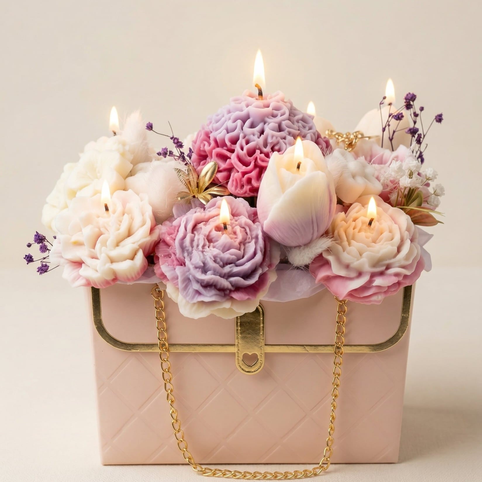 Flowerbag handgemacht – Kerzen Deko Blumentasche Geschenk viele Farben