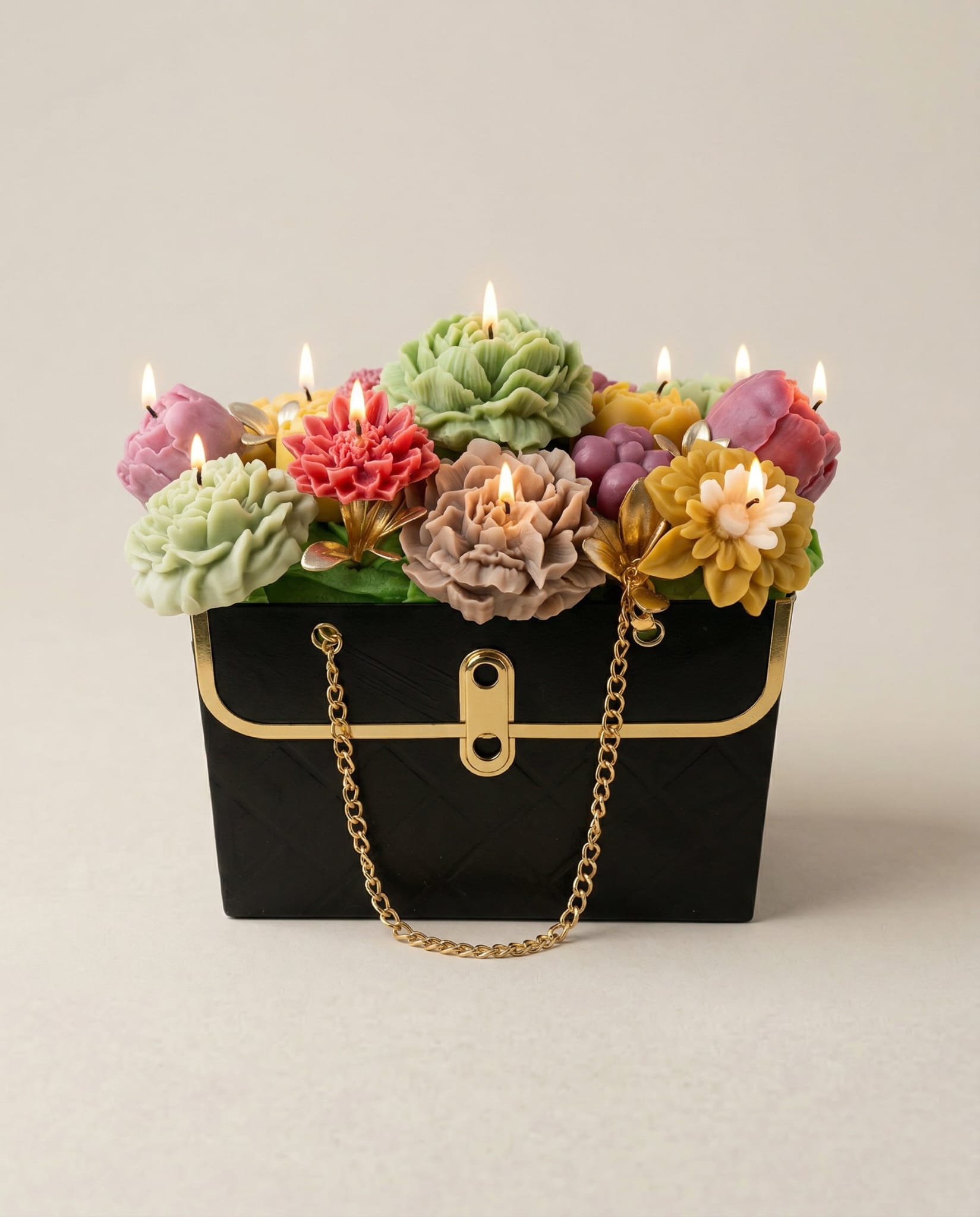 Flowerbag handgemacht – Kerzen Deko Blumentasche Geschenk viele Farben