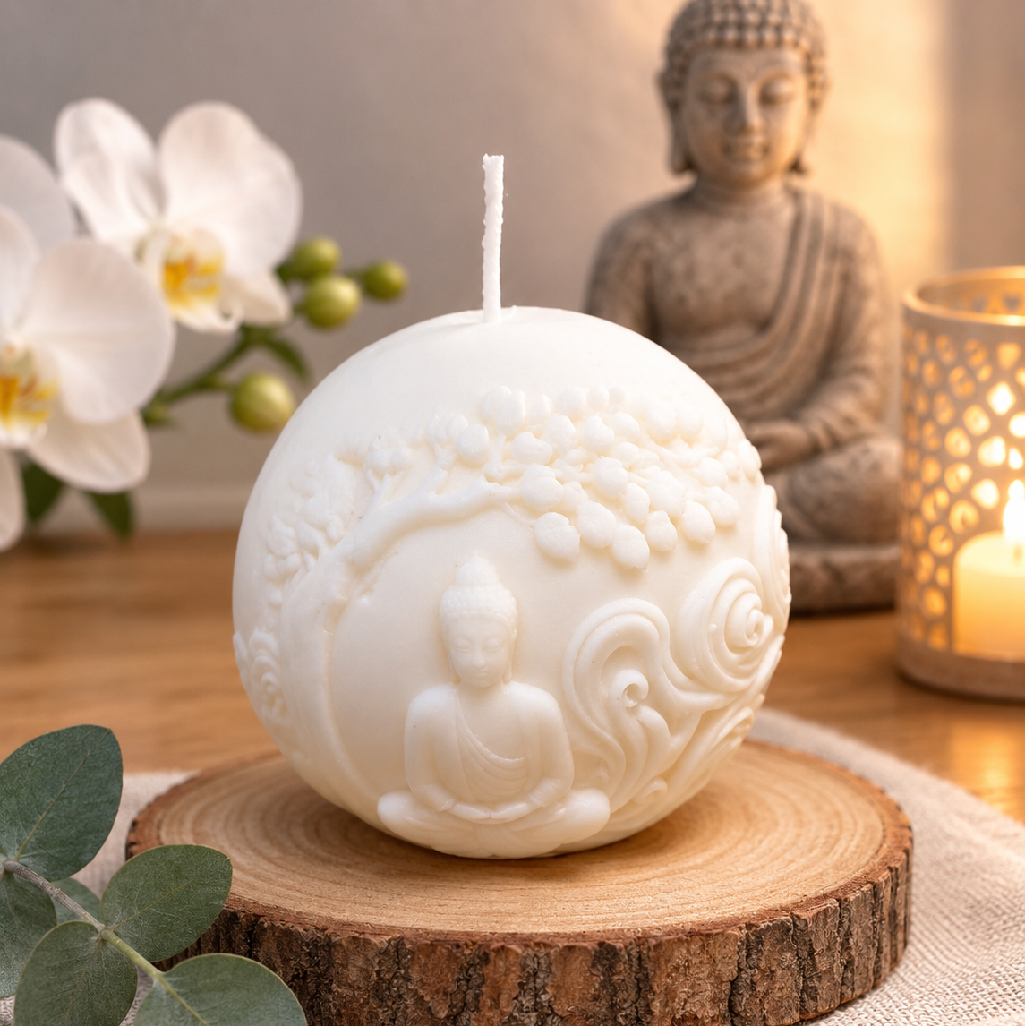 Buddha Kugelkerze – Yoga Edition