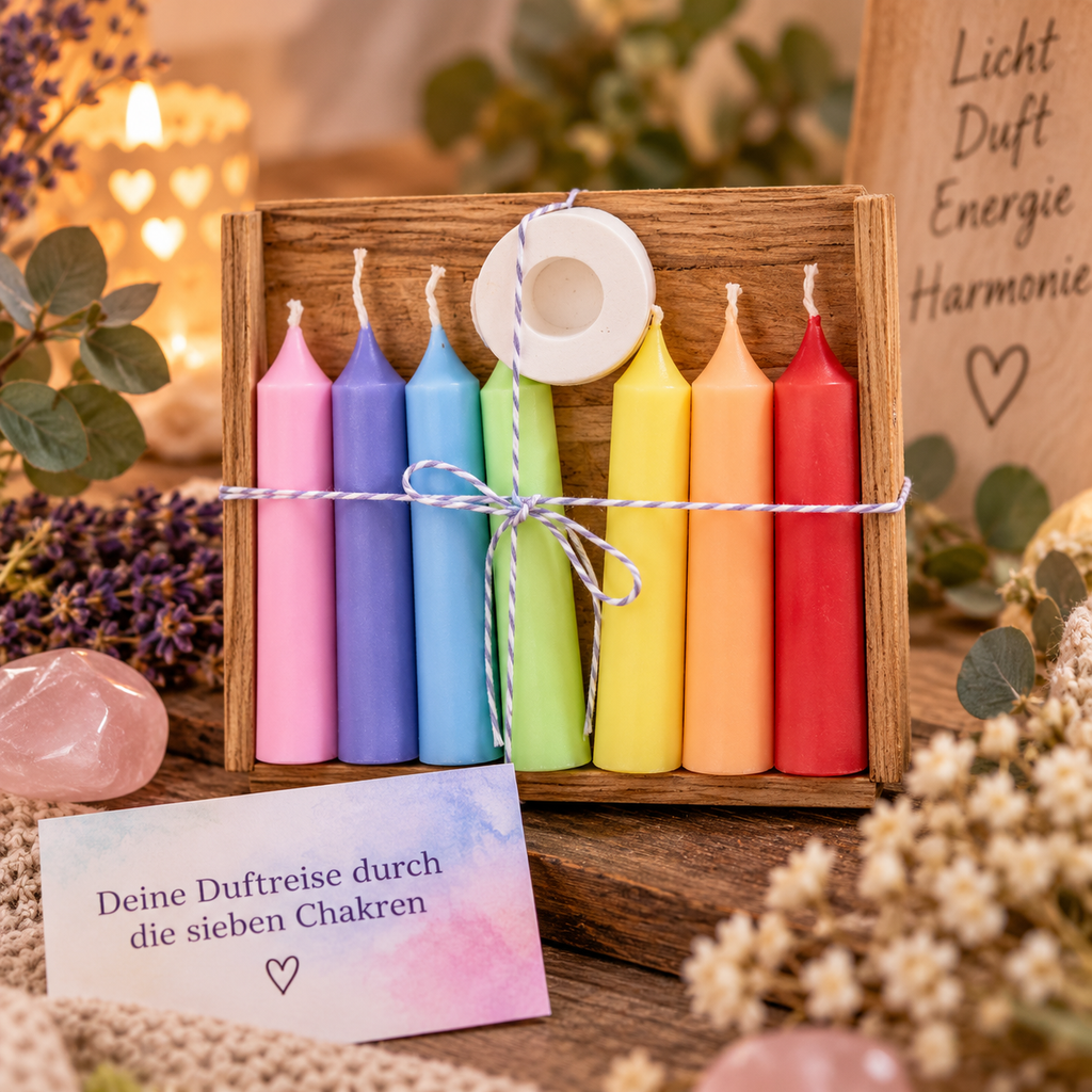 Chakra-Kerzen Set – Duftreise durch die 7 Chakren