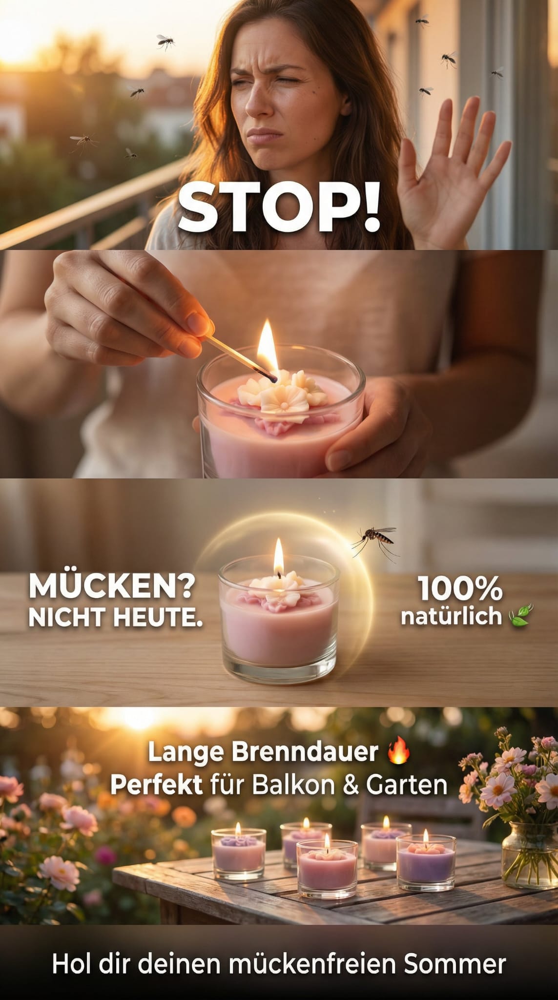 Citronella Kerze handgemacht Rapswachs Anti-Mücken – Garten Terrasse