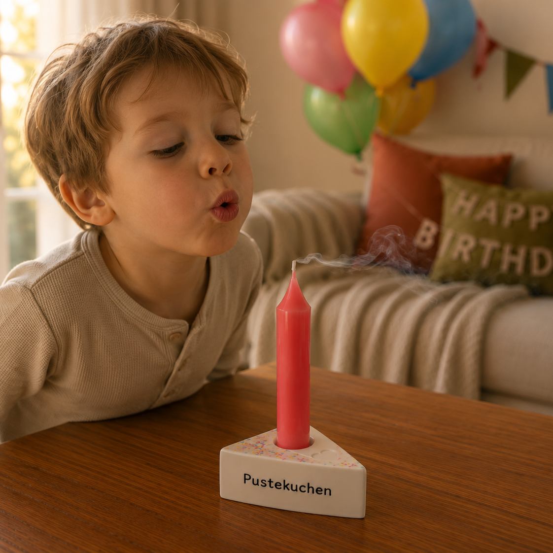 Pustekuchen Kuchenstück Gipskeramik handgemacht – Geburtstag Deko Geschenk