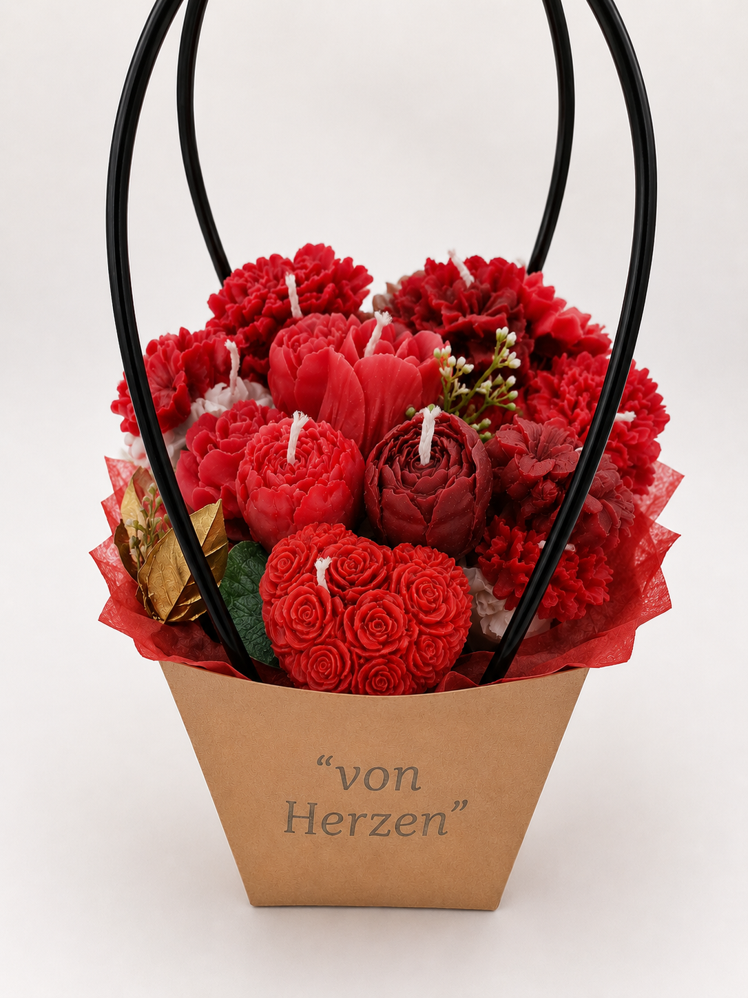 Handgefertigtes Blumenkerzen-Bouquet aus Rapswachs – Geschenk Dekoration