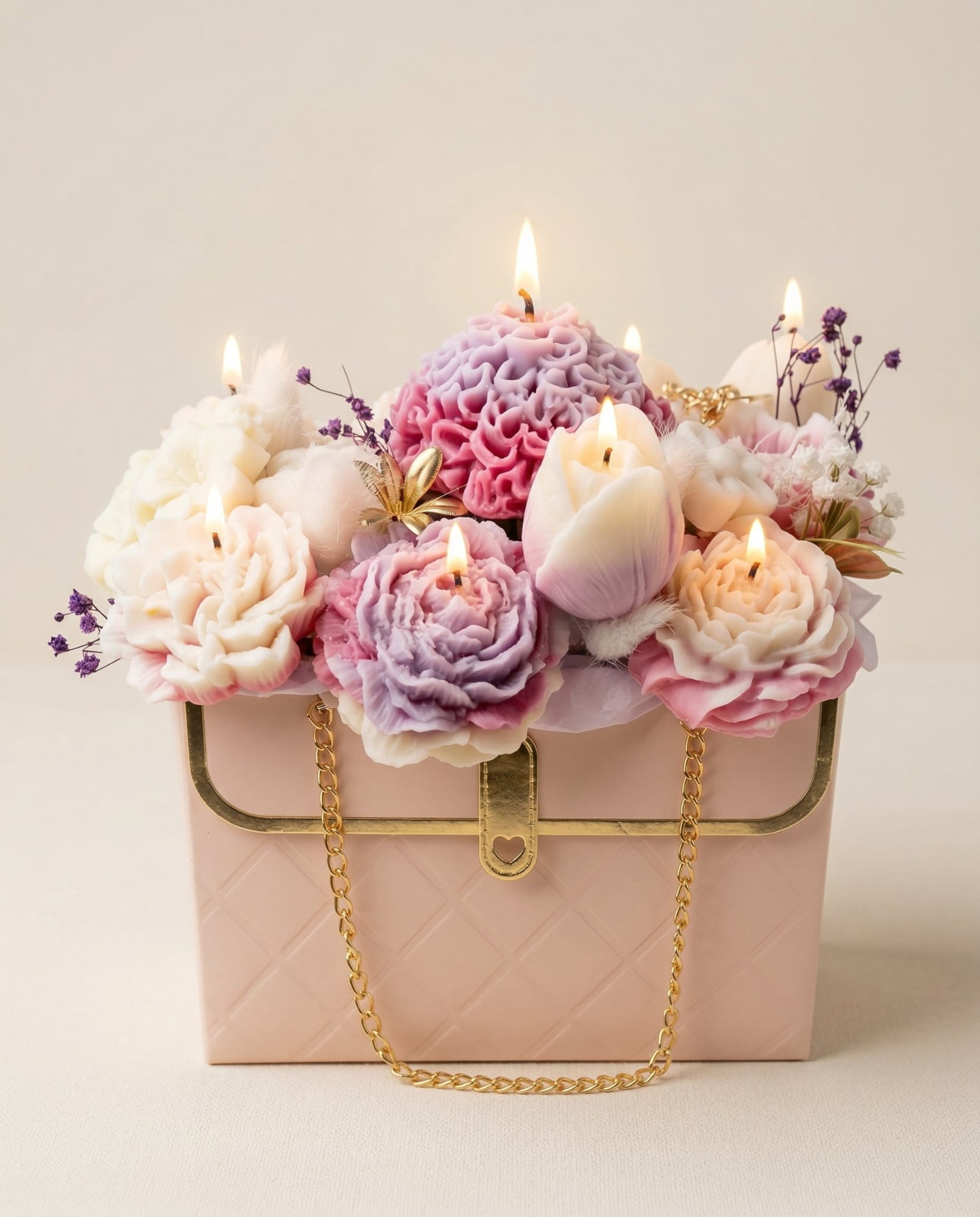 Flowerbag Rosa handgemacht – Kerzen Deko Blumentasche Geschenk